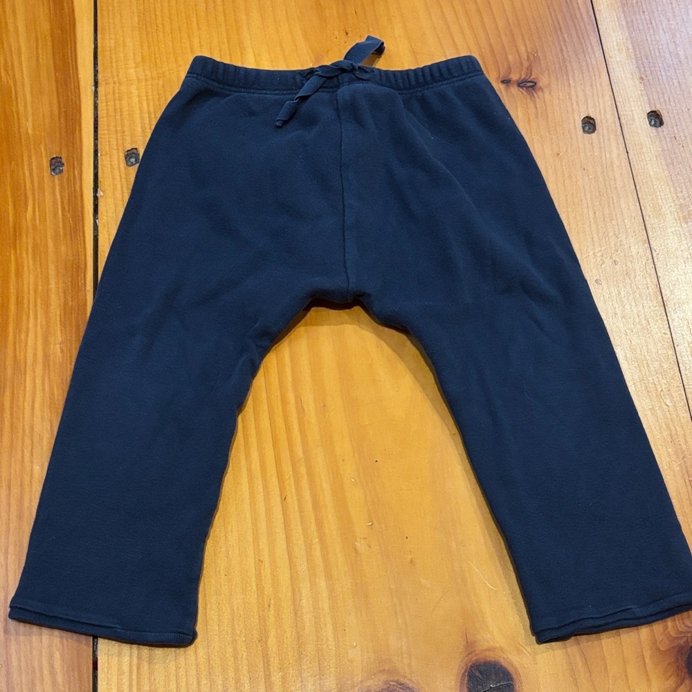 PETITE BATEAU 12M Solid Navy Blue Cotton Harem Crawlers